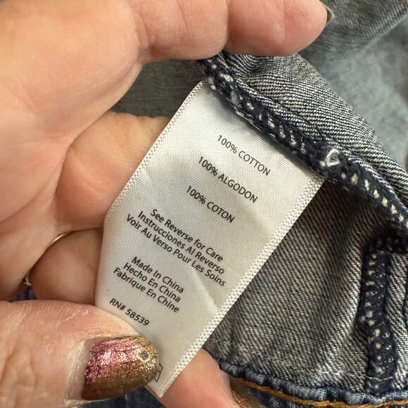 STS Blue Trucker Jacket Upcycled w/Styx Graphic & Crochet Details Size S - Picture 7 of 10